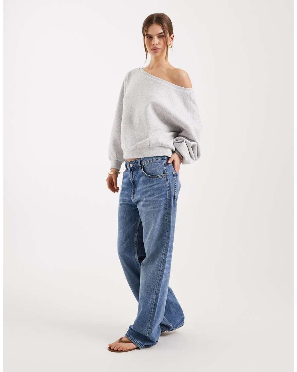 ONLY White Asymmetric Neck Sweatshirt