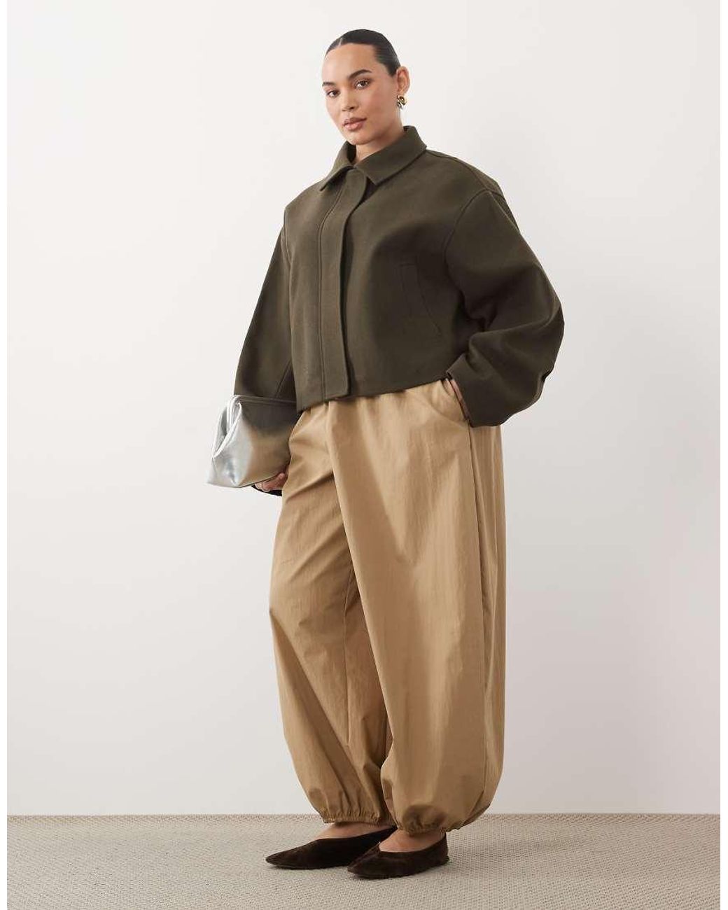 ASOS Brown Asos Design Curve Formal Top Collar Cropped Jacket