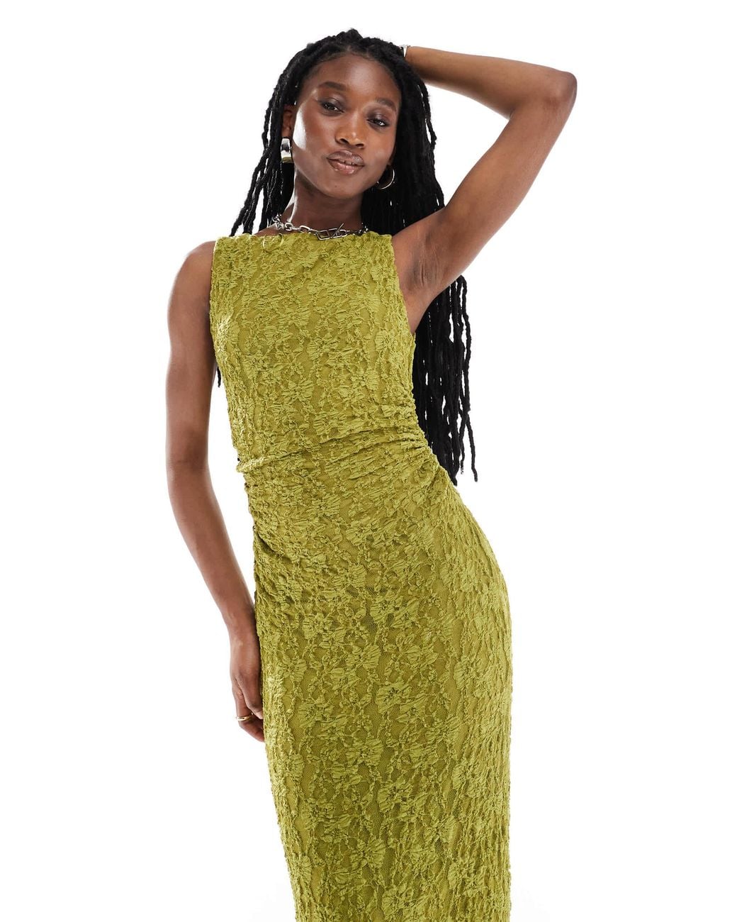 Pull And Bear Tulle Dress Sierra Dreams Sleeveless Maxi Dress In Green