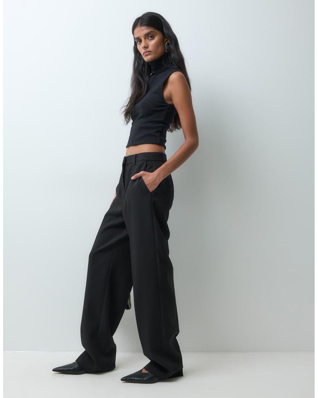 Jdy Black High Waist Tailored Wide Leg Trousers Co-ord
