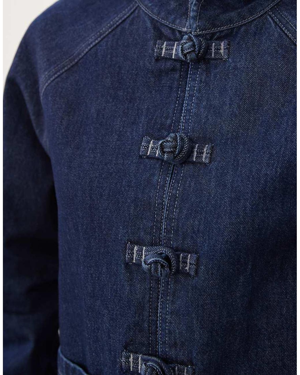 ASOS Blue Denim Collar Detail Jacket With Trims