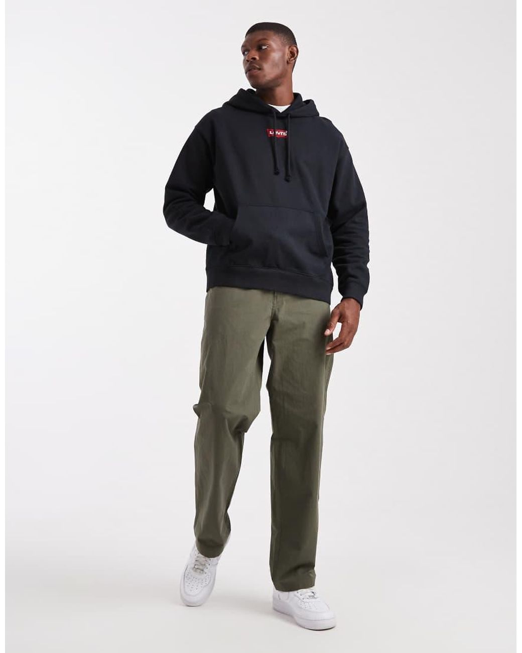 Levi's Black 2 Horse Logo Back Print Relaxed Fit Hoodie for men
