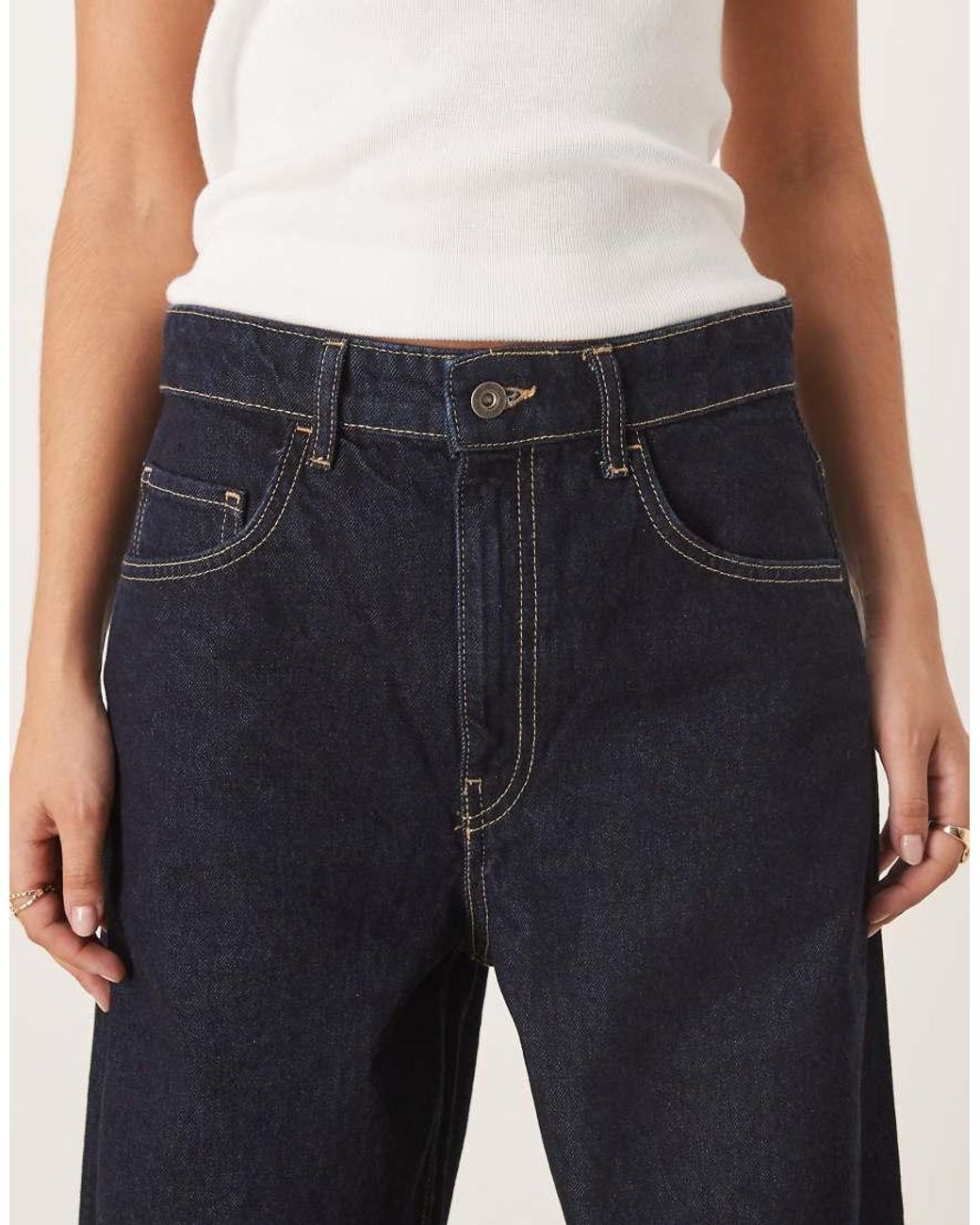 Mango Blue Charlot 100% Cotton Barrel Jean
