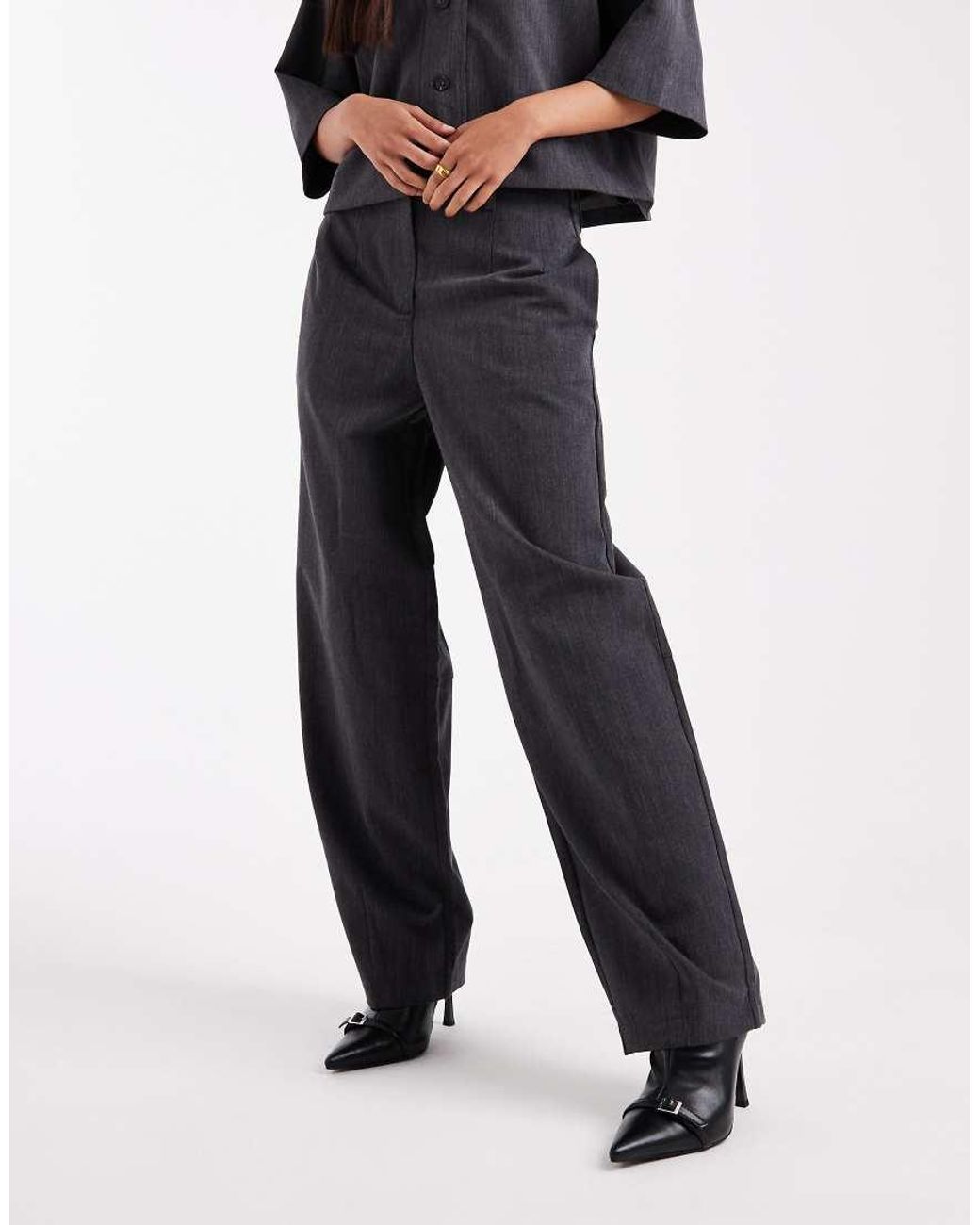 Object Black High Waist Wide Leg Trouser Co-ord