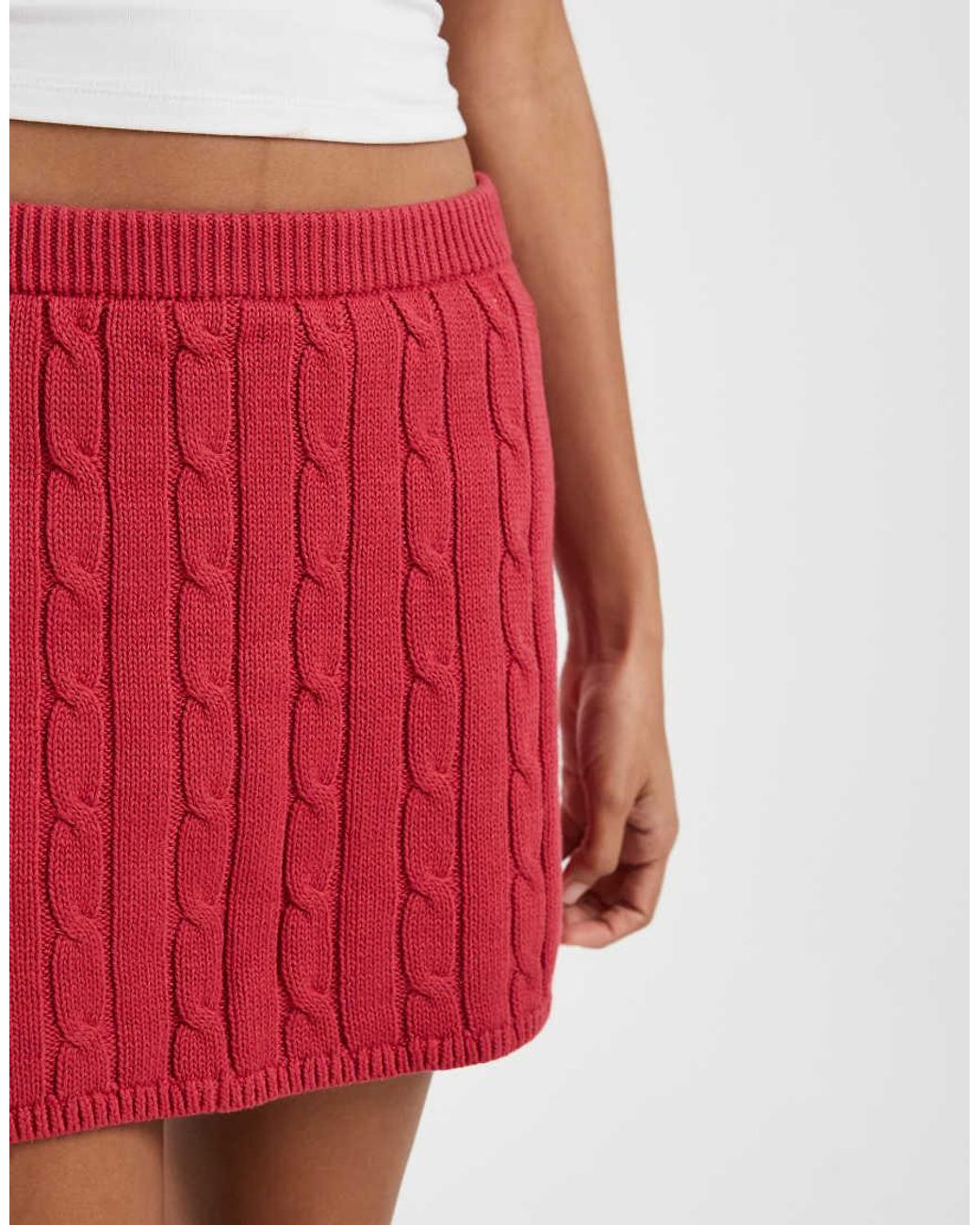 Gap Red Cotton Cable Knit Mini Skirt