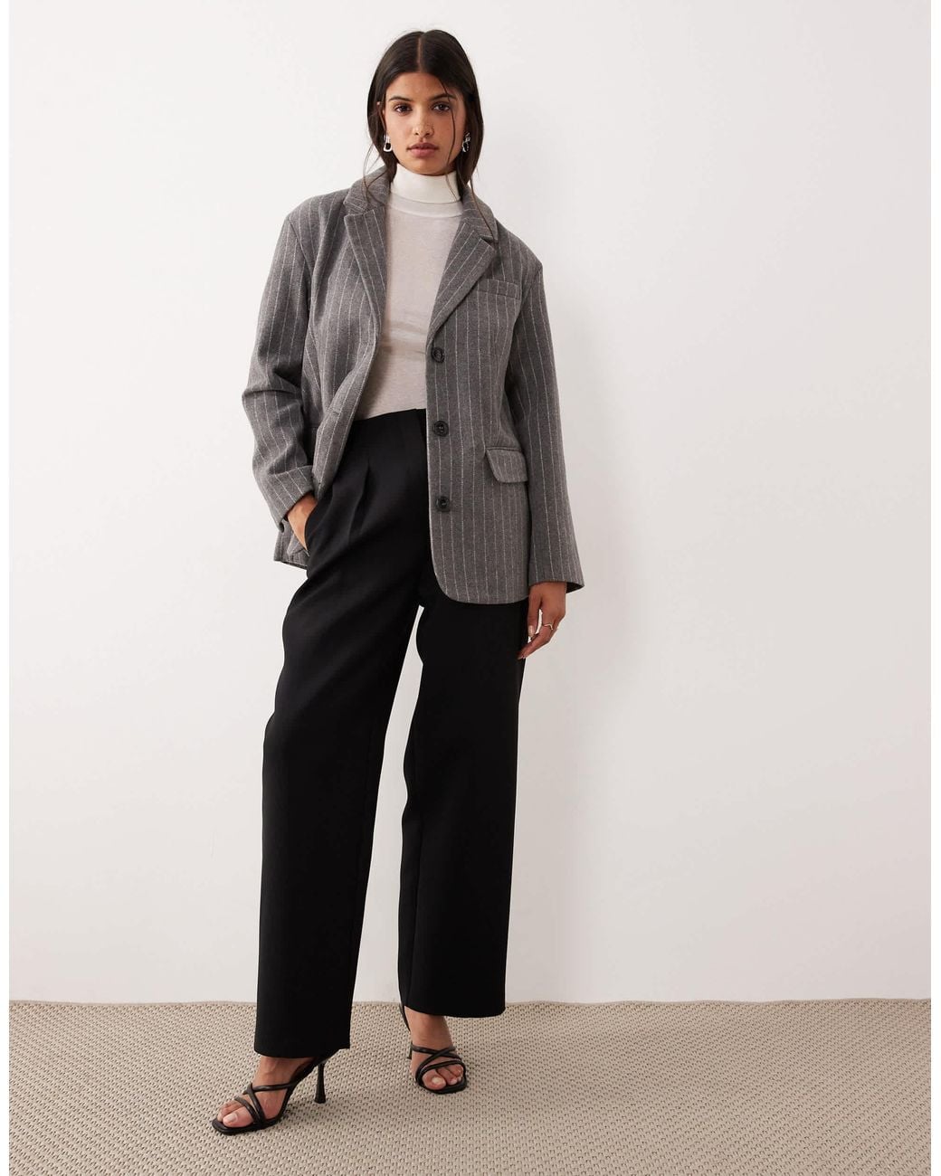 Jdy Gray Tailored Blazer With Wool
