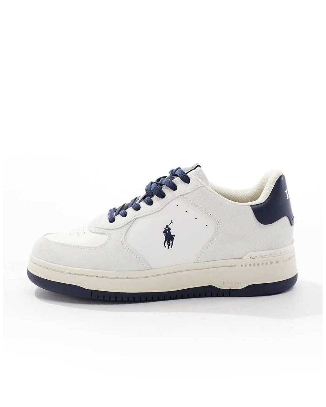 Polo ralph lauren white leather trainers best sale