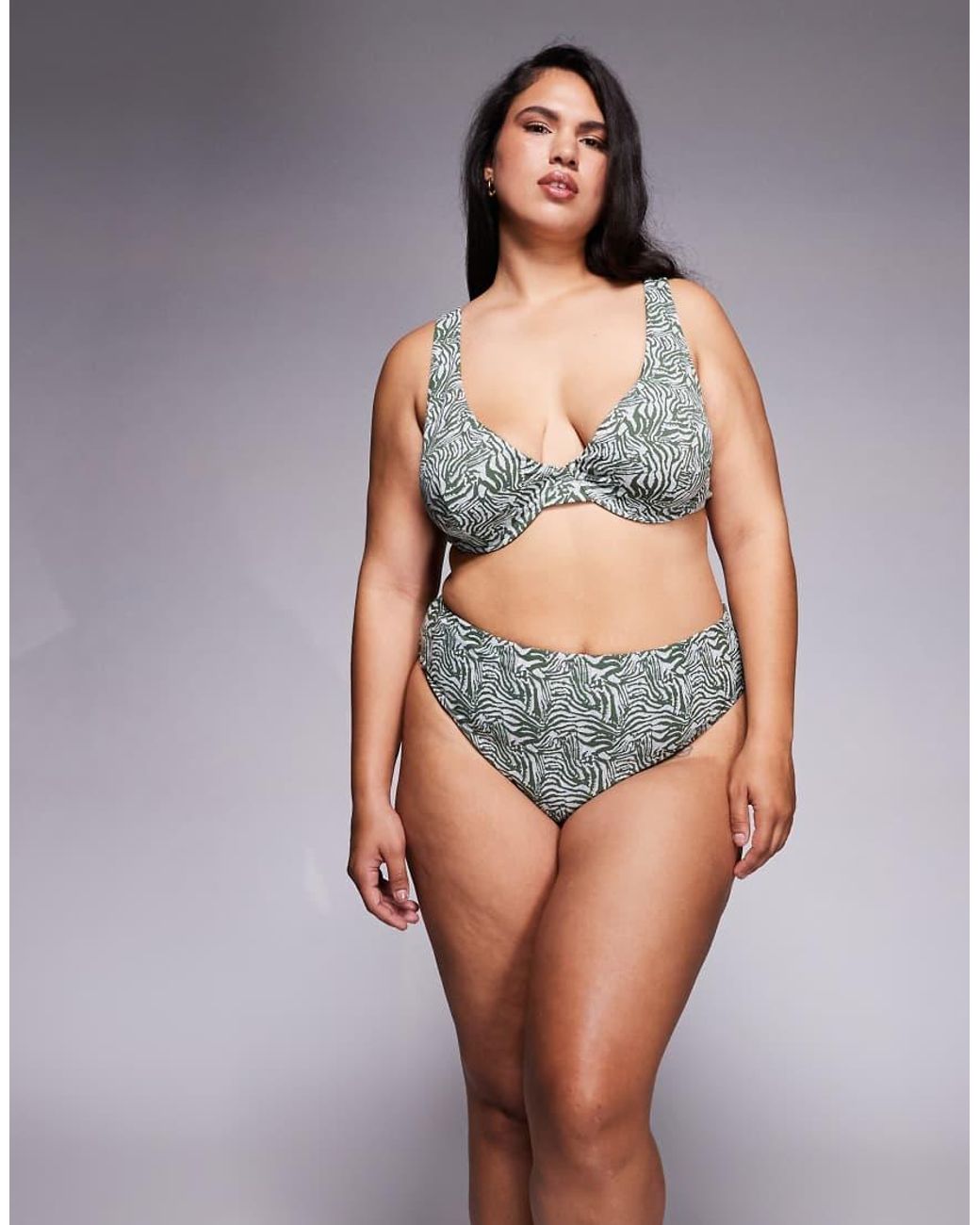 ASOS Green Asos Design Curve Jacqueline Jacquard Marina Del Rey Underwired Bikini Top