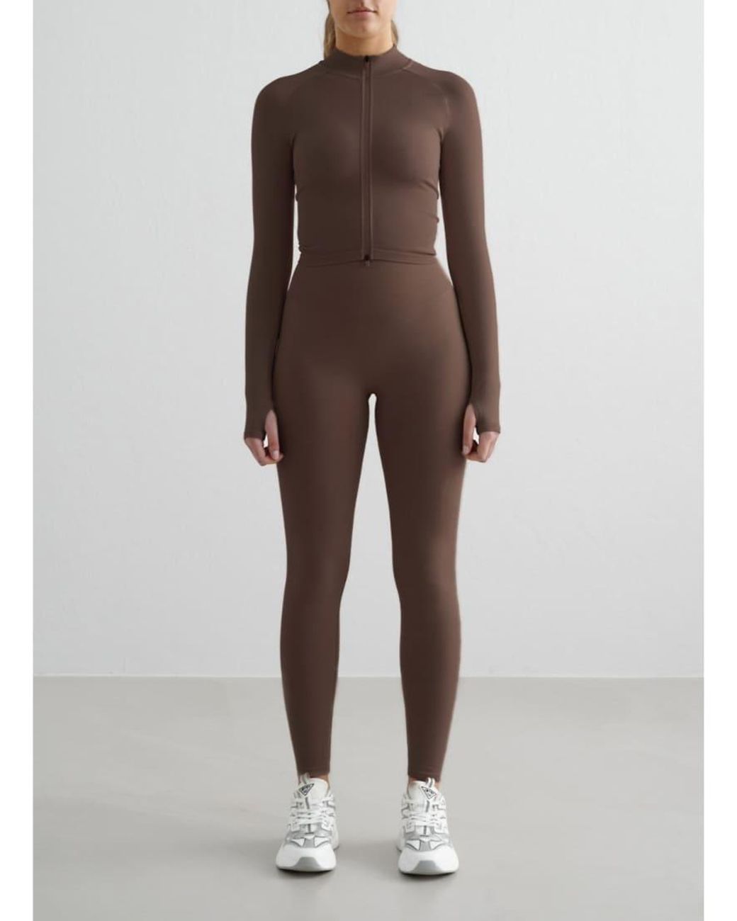 Aim'n Brown Macchiato Shape Seamless Zip Jacket