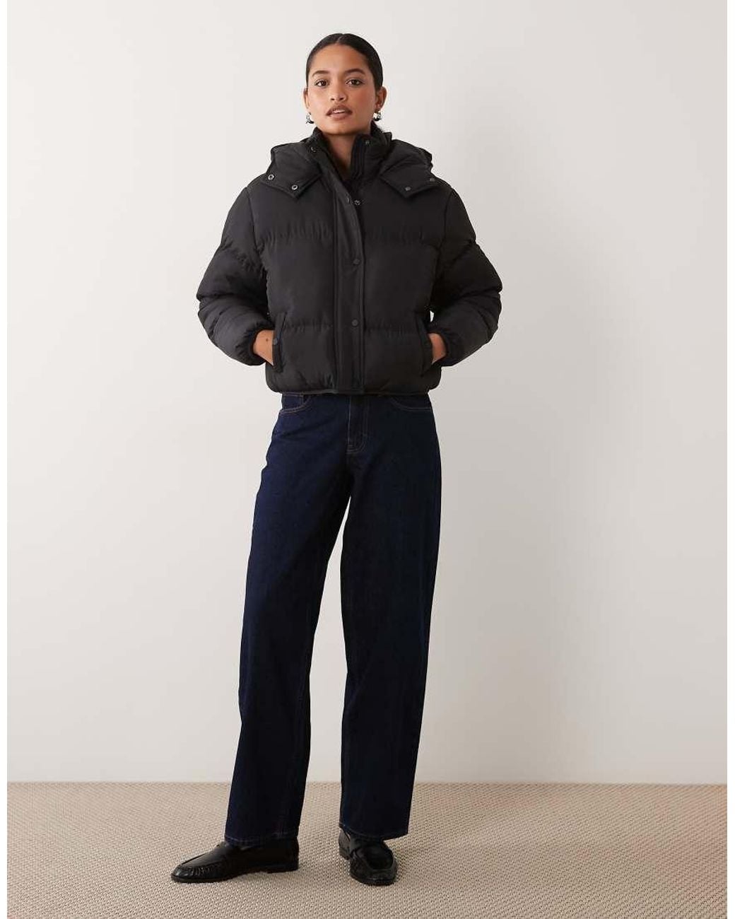 Brave Soul Black Short Puffer Jacket With Hood