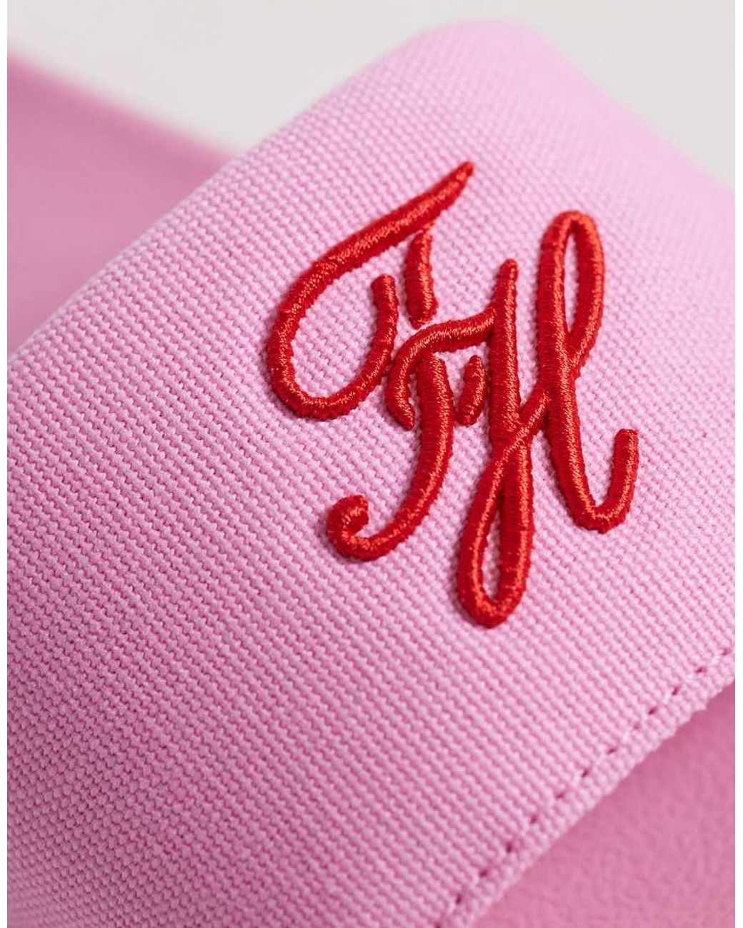 Tommy Hilfiger Pink Script Logo Pool Sliders
