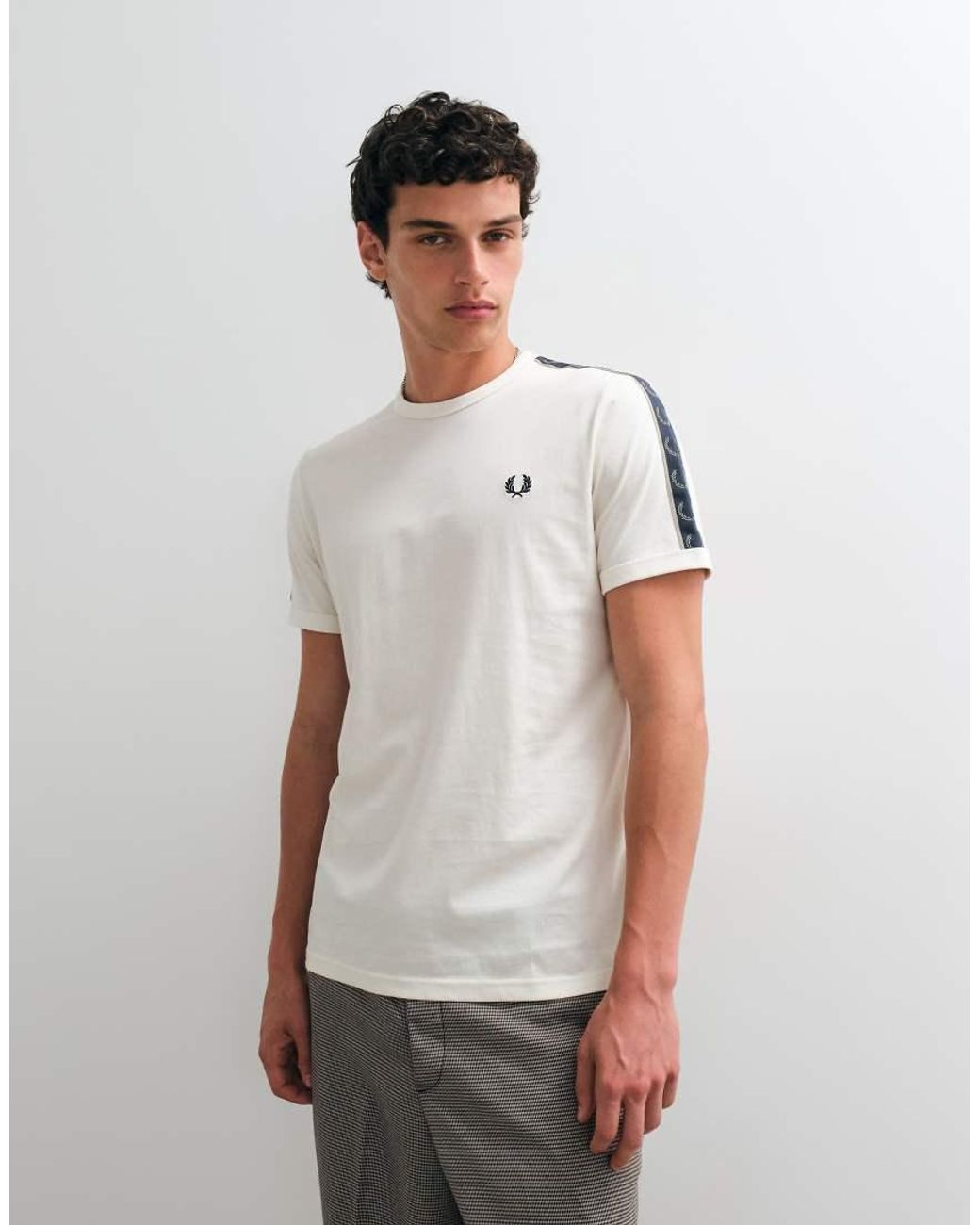 Fred Perry White Contrast Tape Ringer T-Shirt for men