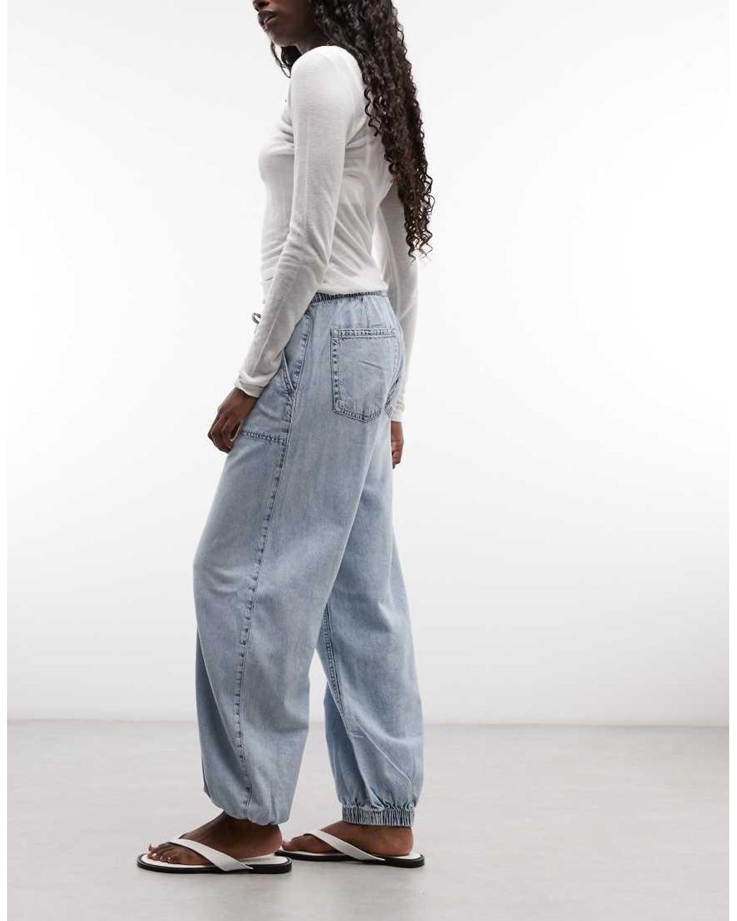 Gap Blue Tie Waist Barrel Leg Jeans
