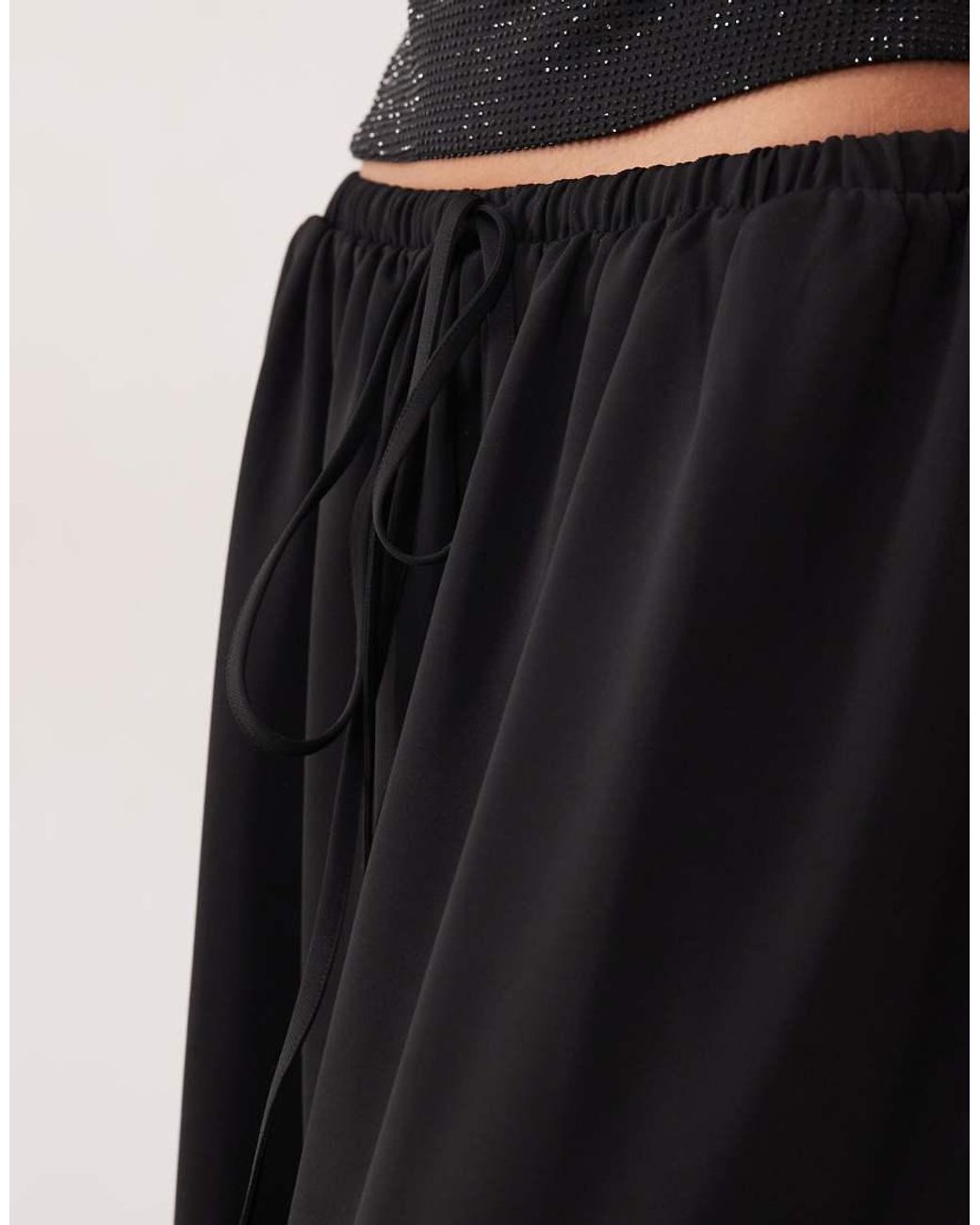 ASOS Black Clean Jersey Twill Tie Waist Balloon Trouser