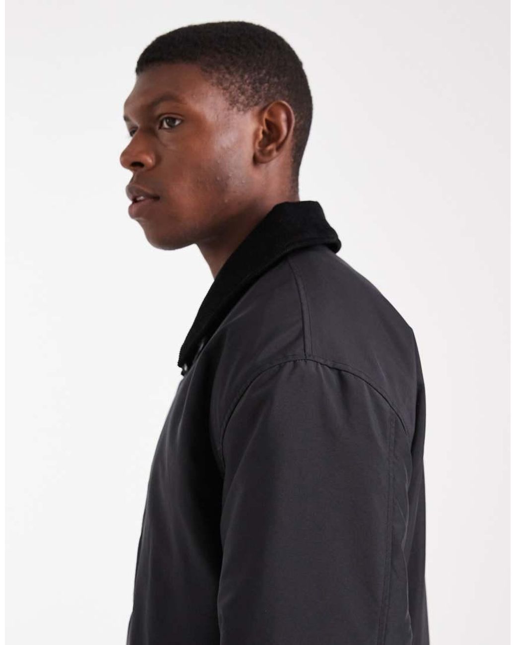 ASOS Black Harrington Jacket With Cord Collar for men