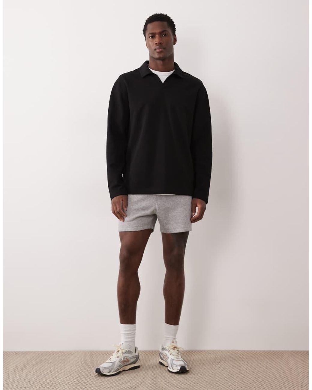 ASOS Black Slim Fit Shorter Jersey Shorts With Contrast Side Piping for men