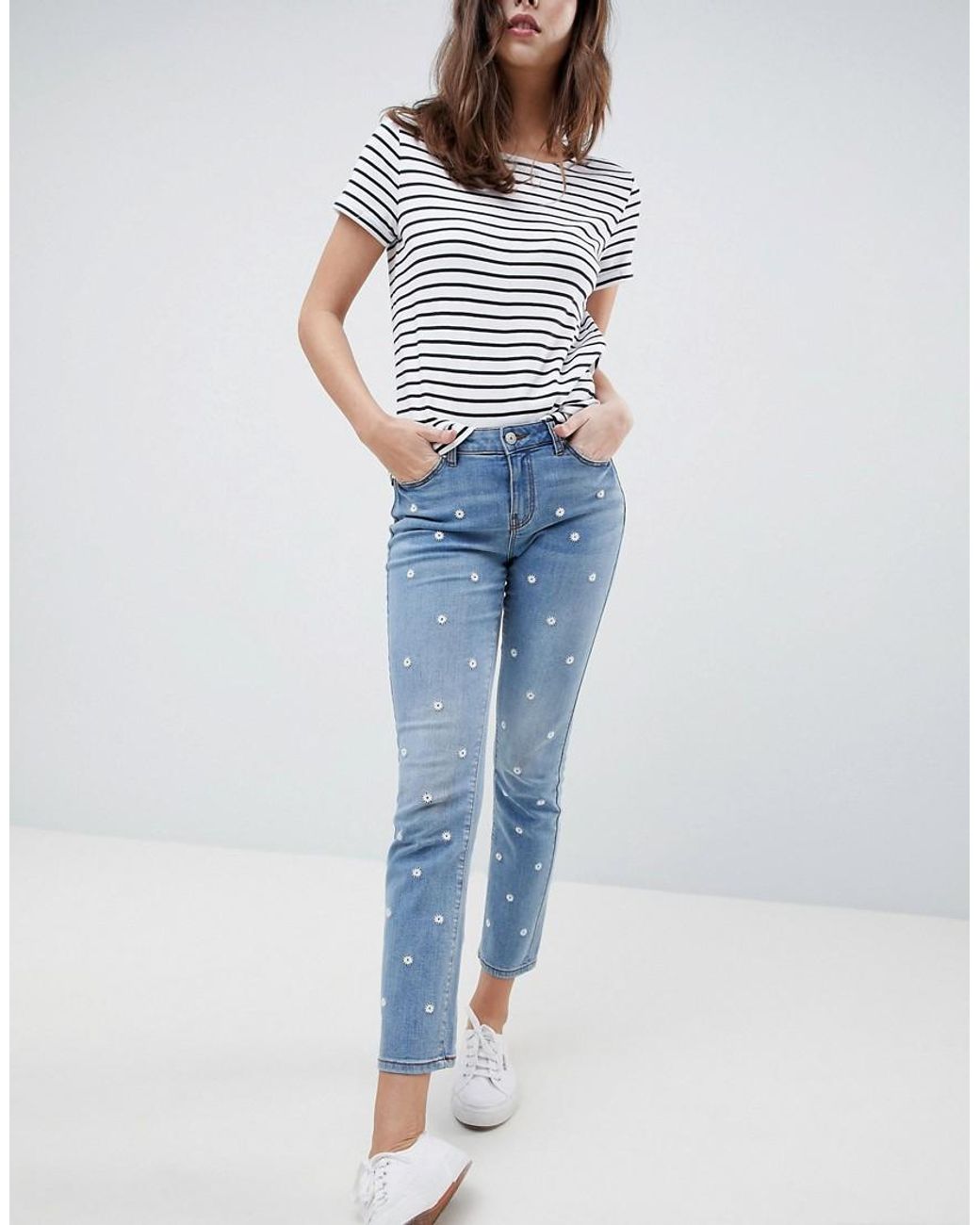 Jeans con margherite ricamate di Esprit in Blu | Lyst