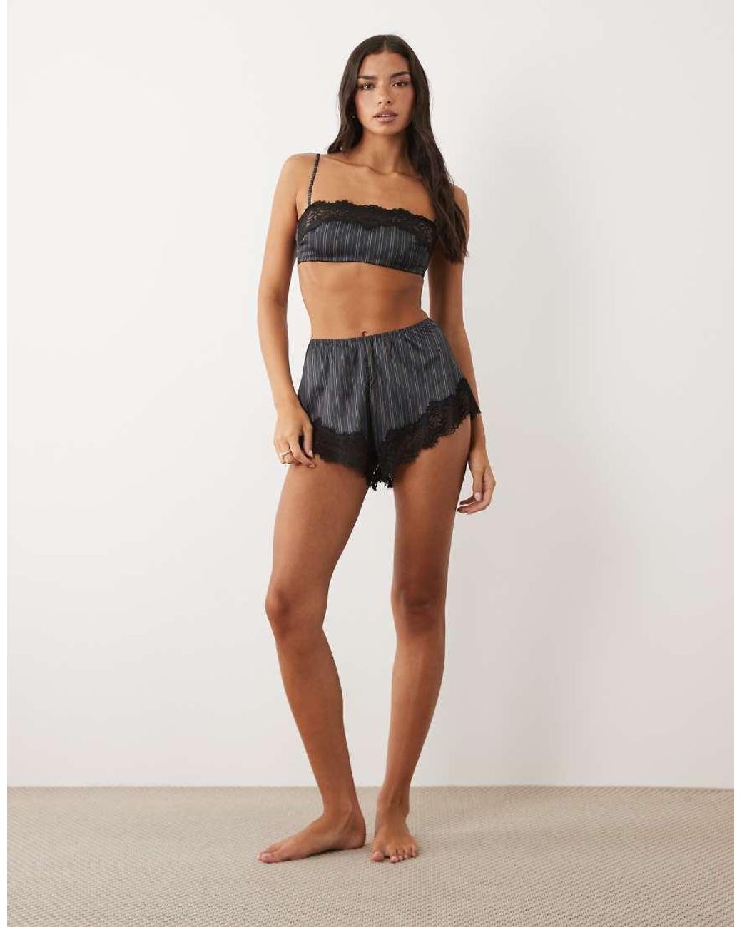 ASOS Black Madeline Bandeau With Removable Pads & Lace Trim