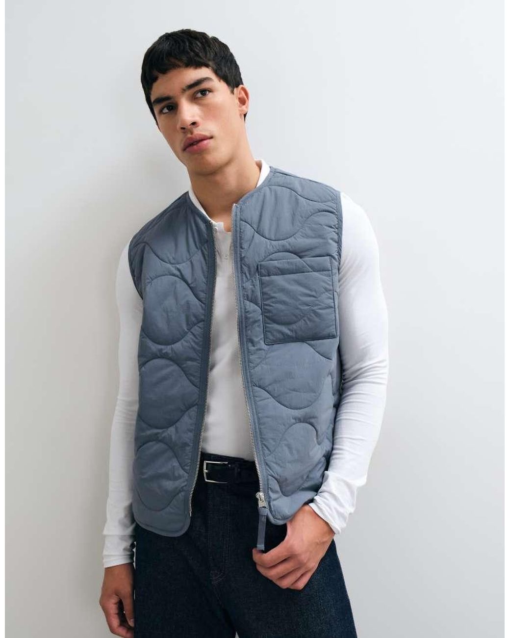 ARKET Blue Quilted Gilet With Zip Front for men