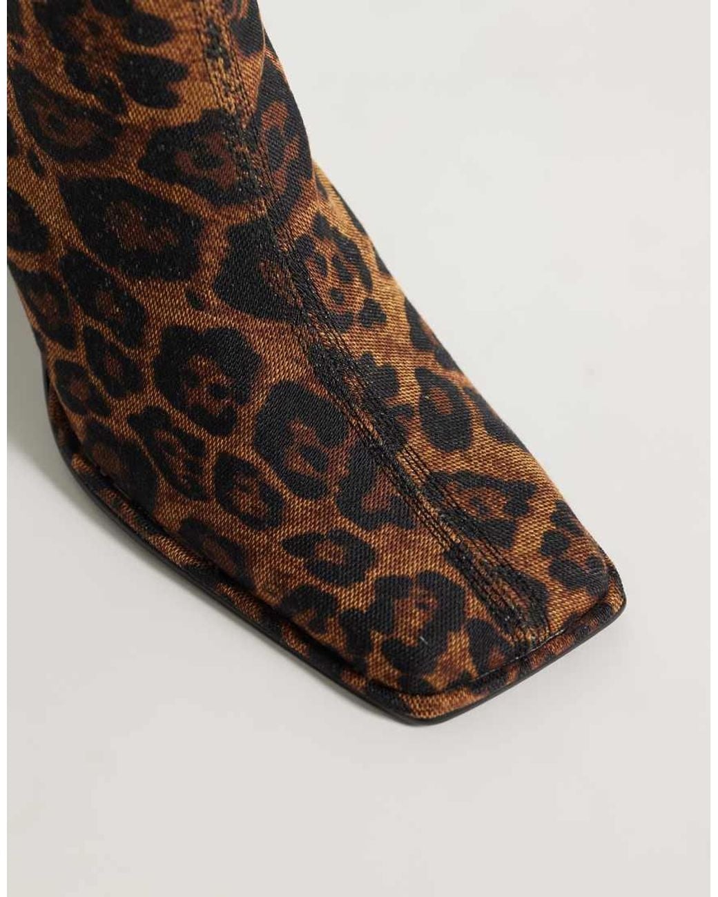 ASOS Brown Romeo Square Toe Heeled Ankle Boots