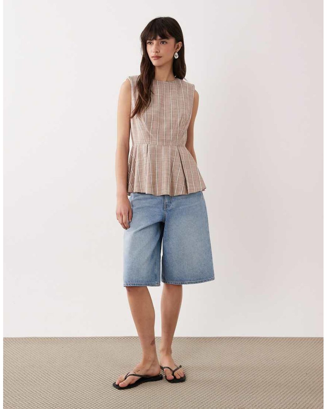 ASOS Blue Tailored Peplum Shell Top