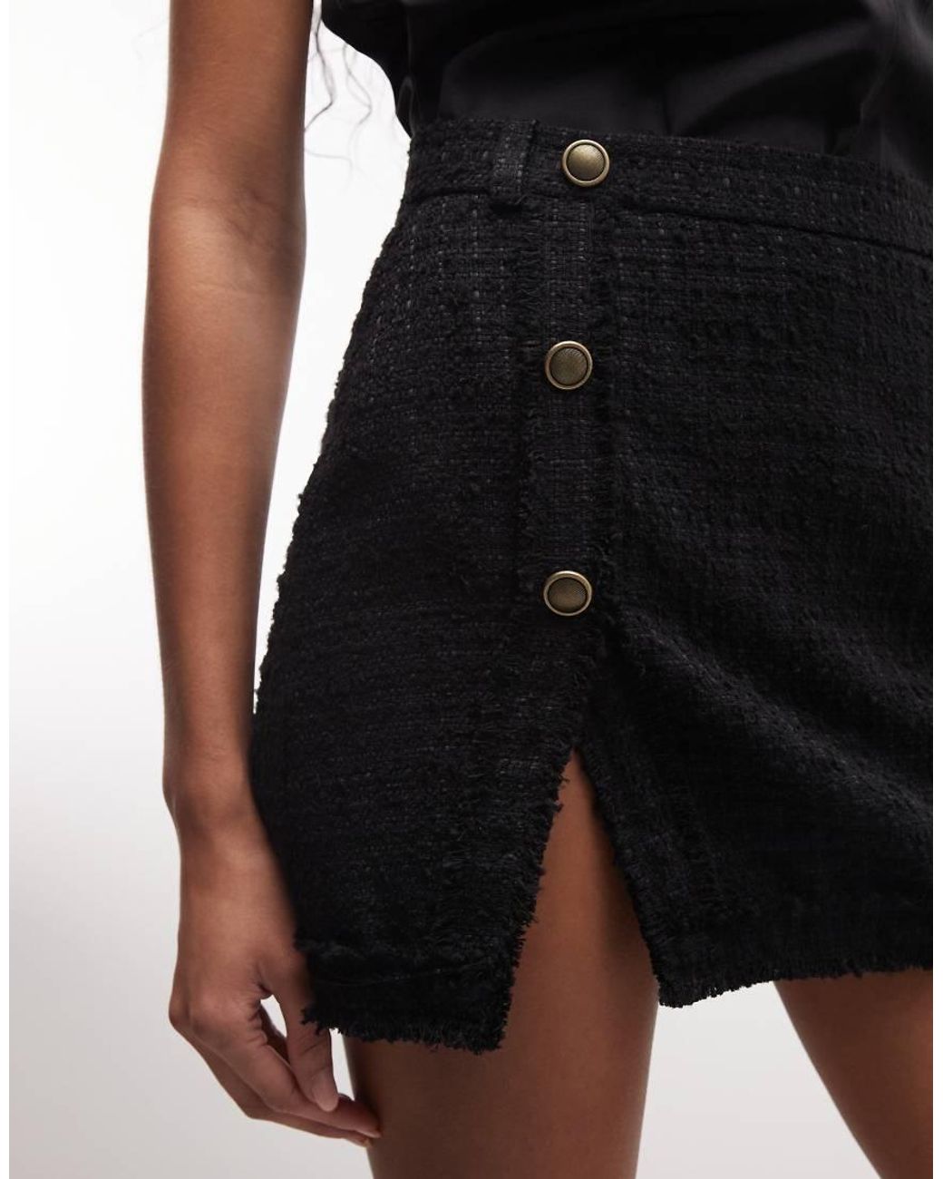 ASOS Black Low Rise Mini Boucle Skirt