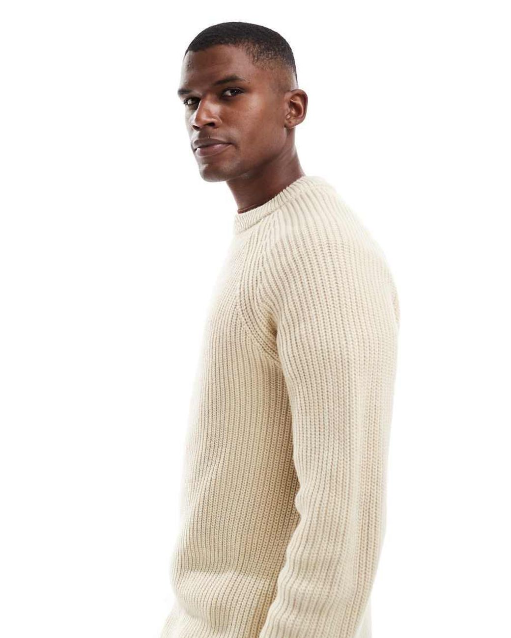 New Look Natural Fisherman Knit Jumper for men