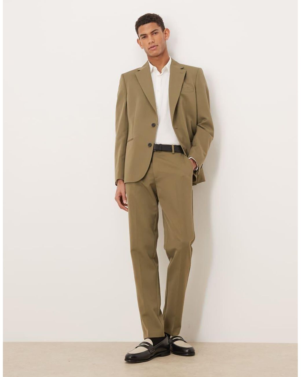 ASOS Natural Slim Suit Pants for men