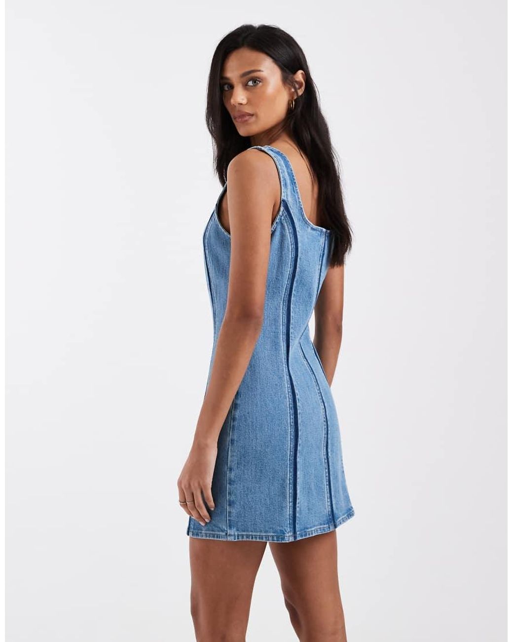 Levi's Blue Seamed Zip Denim Mini Dress