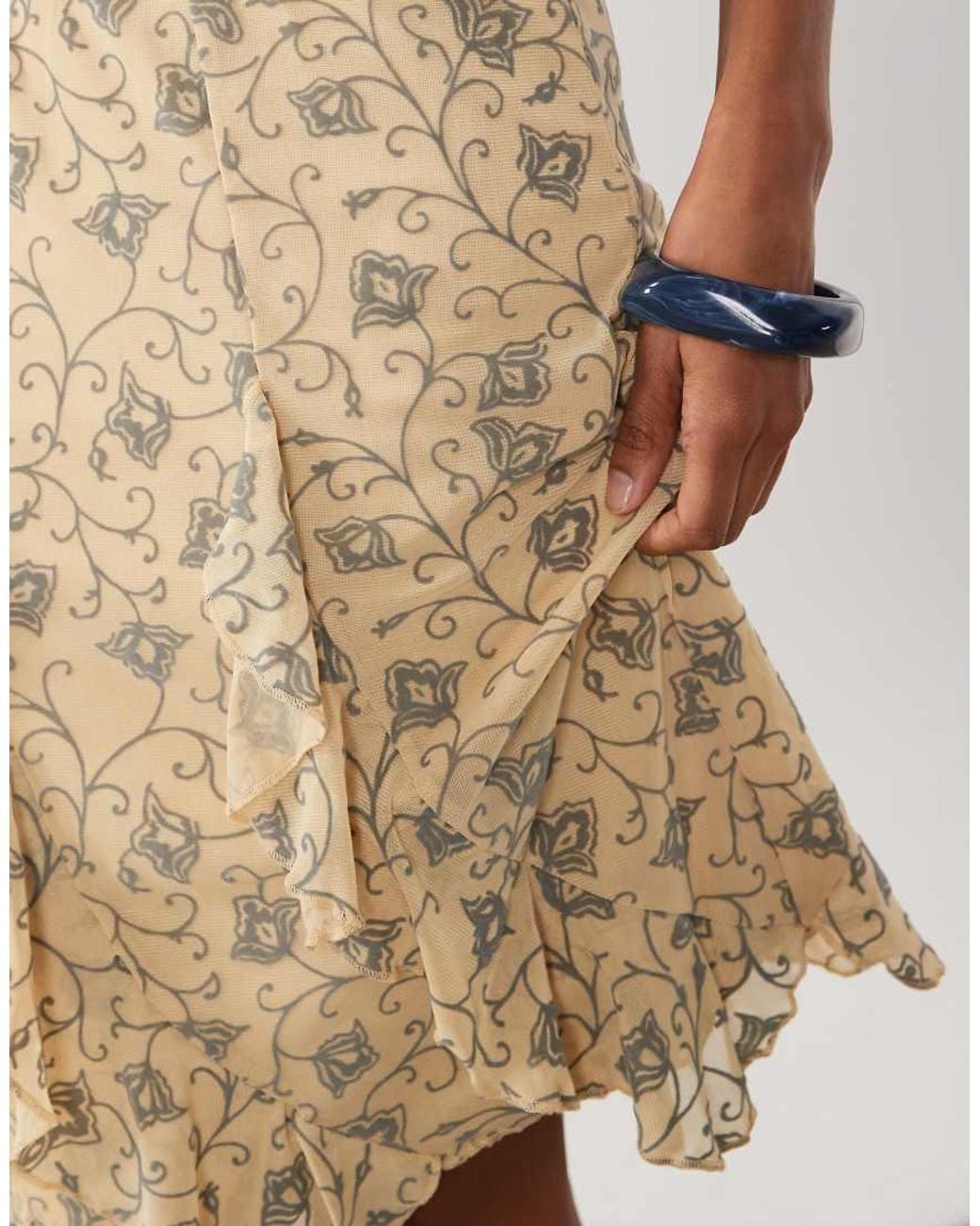 Motel Natural Luisa Winding Floral Floaty Midi Skirt