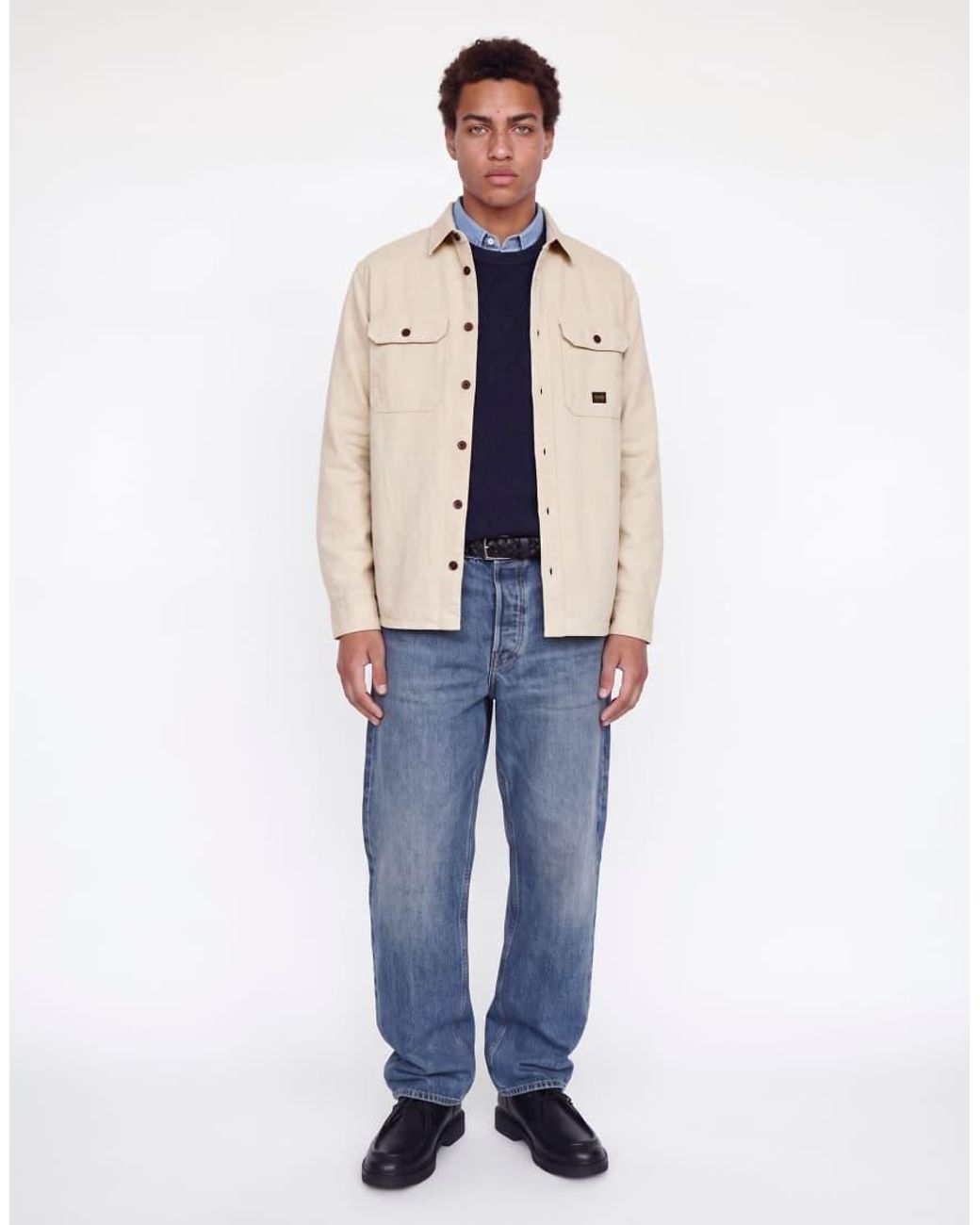 Jack & Jones Blue Bluivy Relaxed Fit Spread Collar Long Sleeve Shirt for men