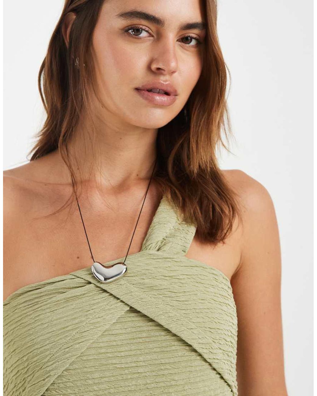 BRONZE SNAKE Green Chantal One Shoulder Bodysuit