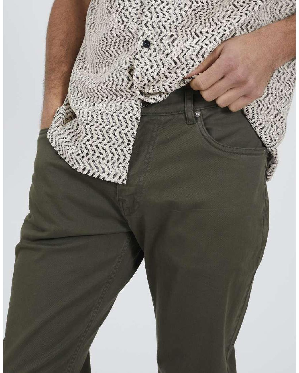 Brave Soul Green Cotton Twill Chino Trousers for men
