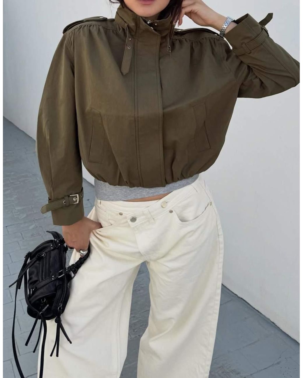 Bershka Gray Wide-Leg Jeans