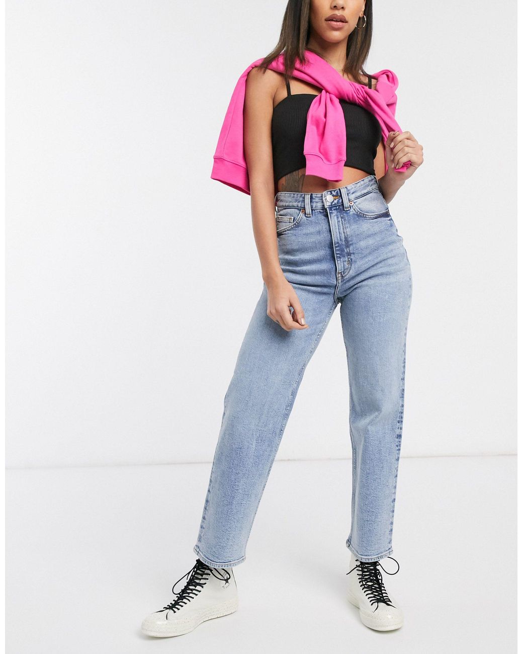 Monki Zami Cotton High Waist Straight 