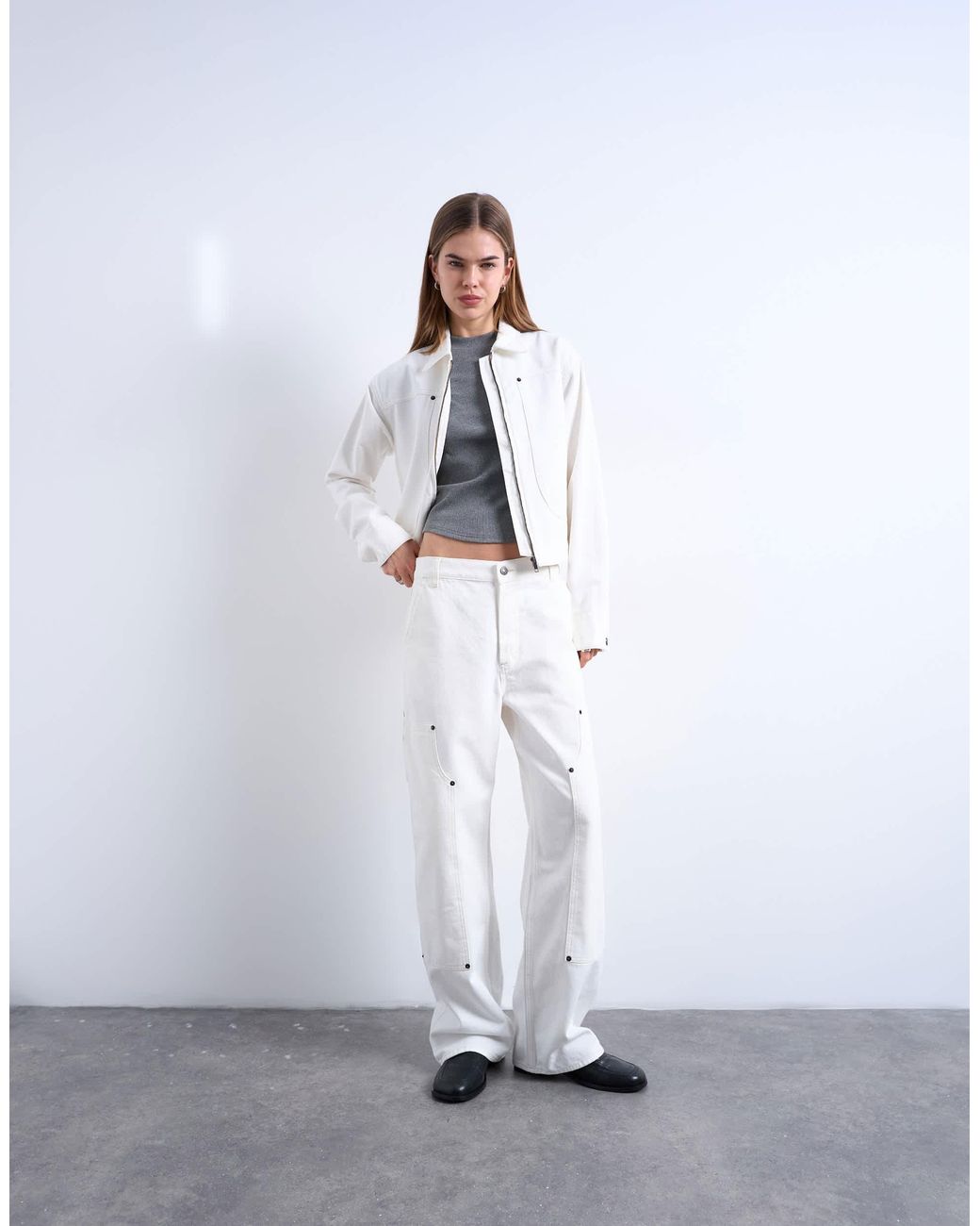 TOPSHOP White – utility-jeansjacke