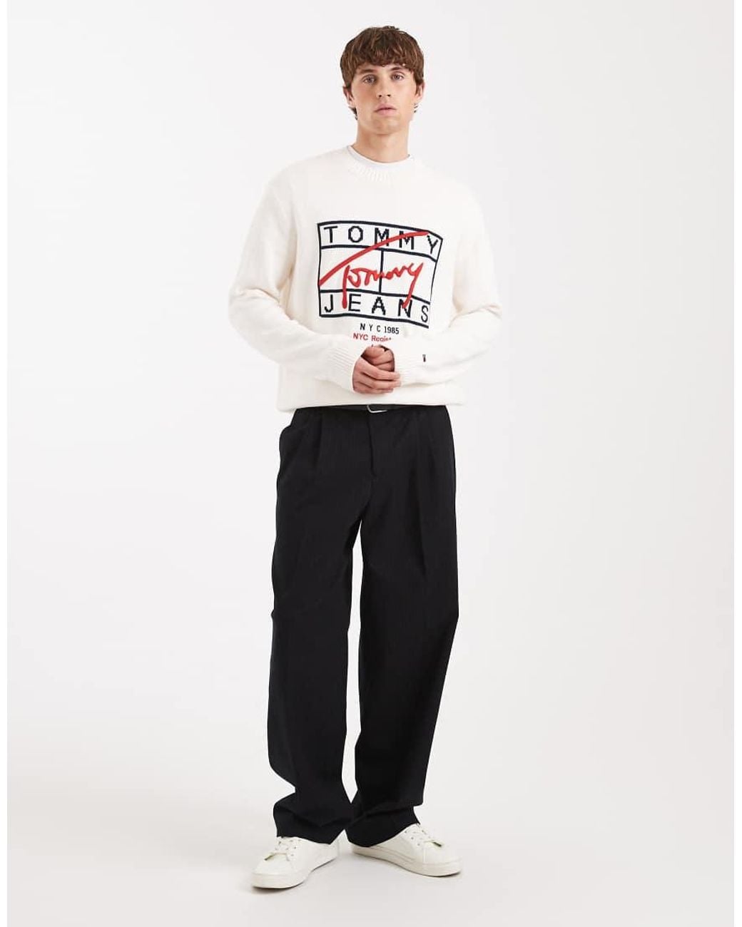 Tommy Hilfiger White Signature Graphic Logo Jumper for men