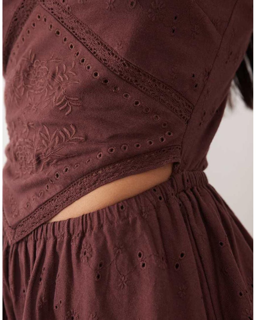 ASOS Natural Hanky Hem Embroidered Detail Dress
