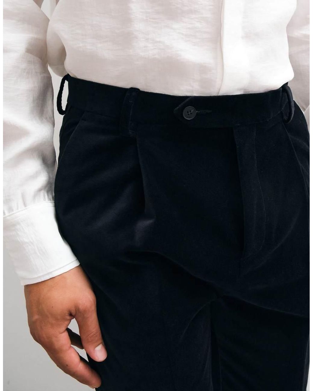 ASOS Gray Relaxed Tapered Pleat Front Suit Trousers for men