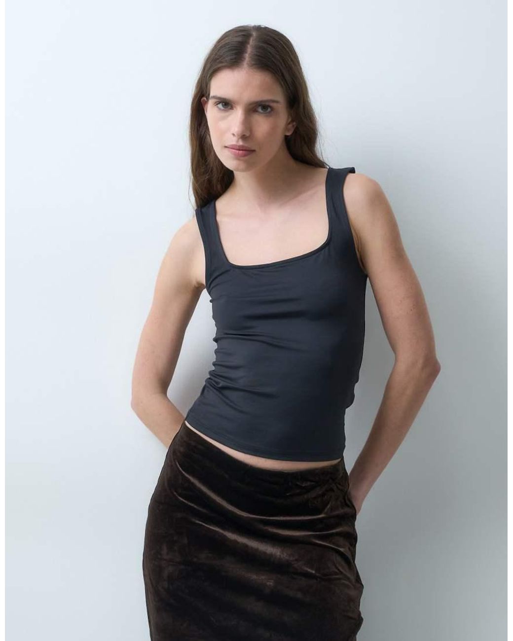 Vila Multicolor Asymmetric Hem Velvet Midi Skirt With Lace Trim