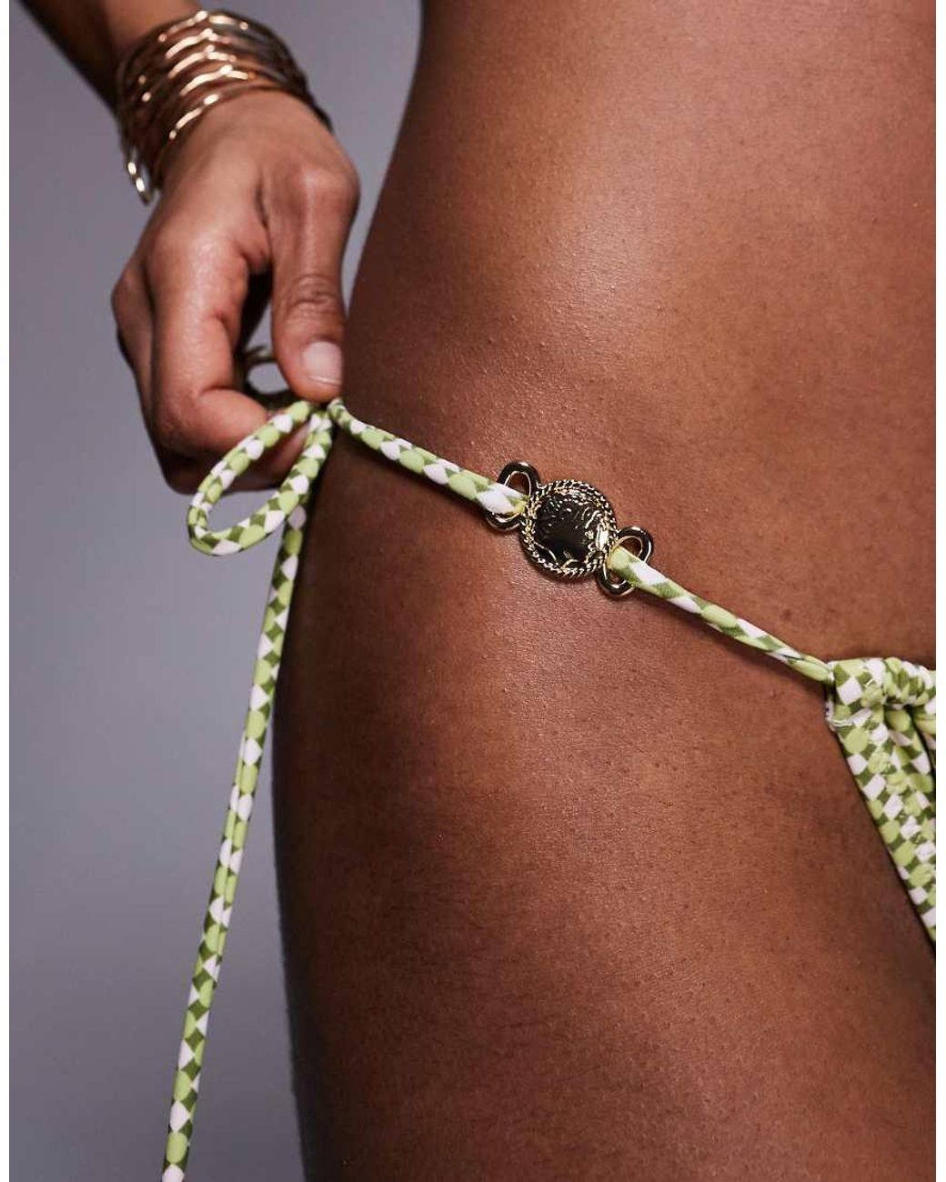 Candypants Brown Geometric Print Tieside Bikini Bottom