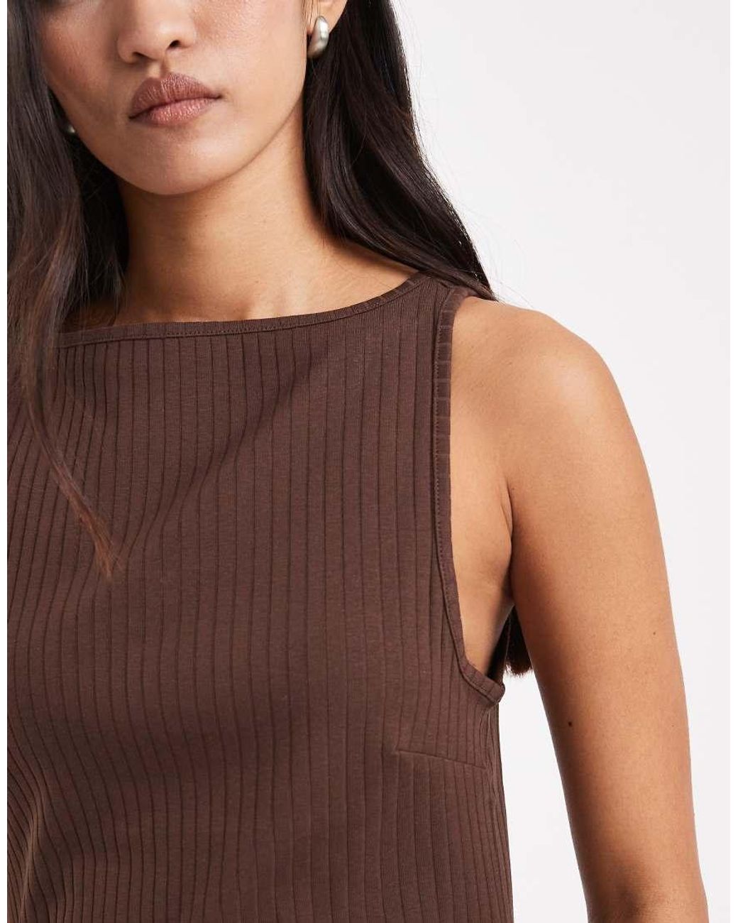Collusion Brown Slash Neck Rib Vest