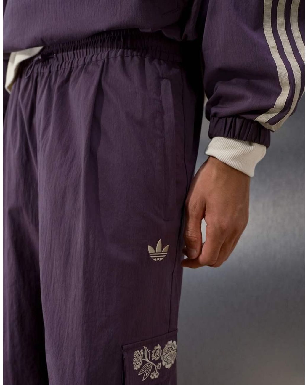 adidas Originals x ASOS Blue Track Pants With Embroidery Detail for men