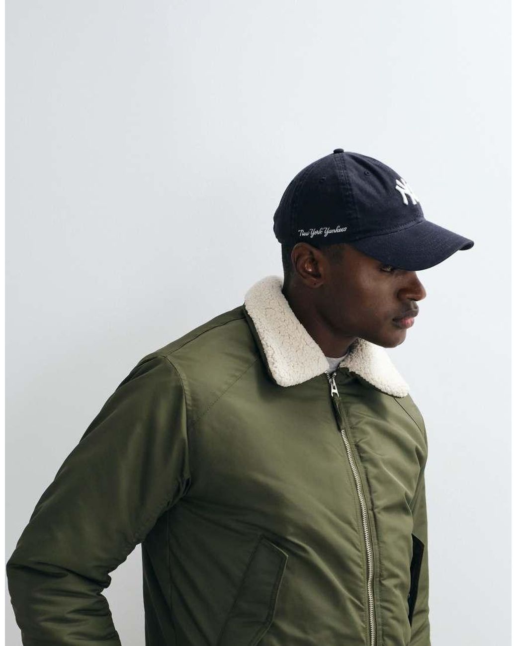 Blend Green Bomber Jacket With Contrast Collar for men