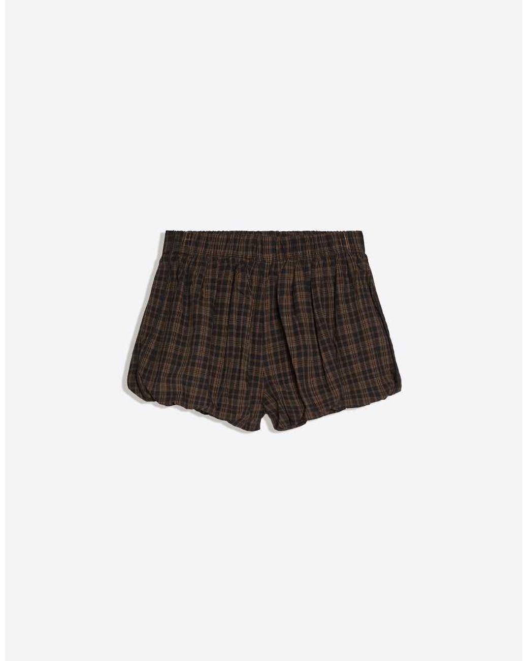 Bershka Black Check Balloon Mini Shorts