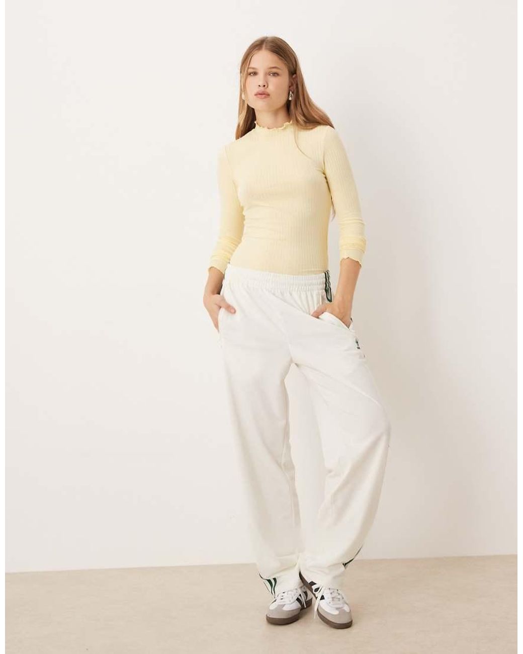 Jdy Natural Lettuce Edge Long Sleeve Top
