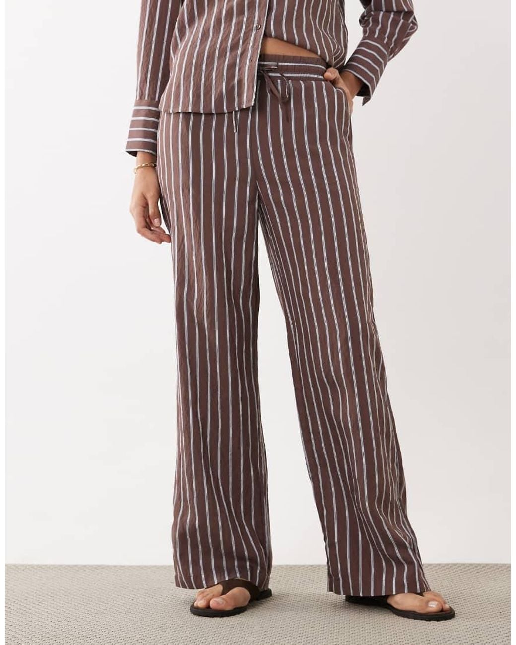 New Look Brown Co-ord Stripe Wide Leg Trousers