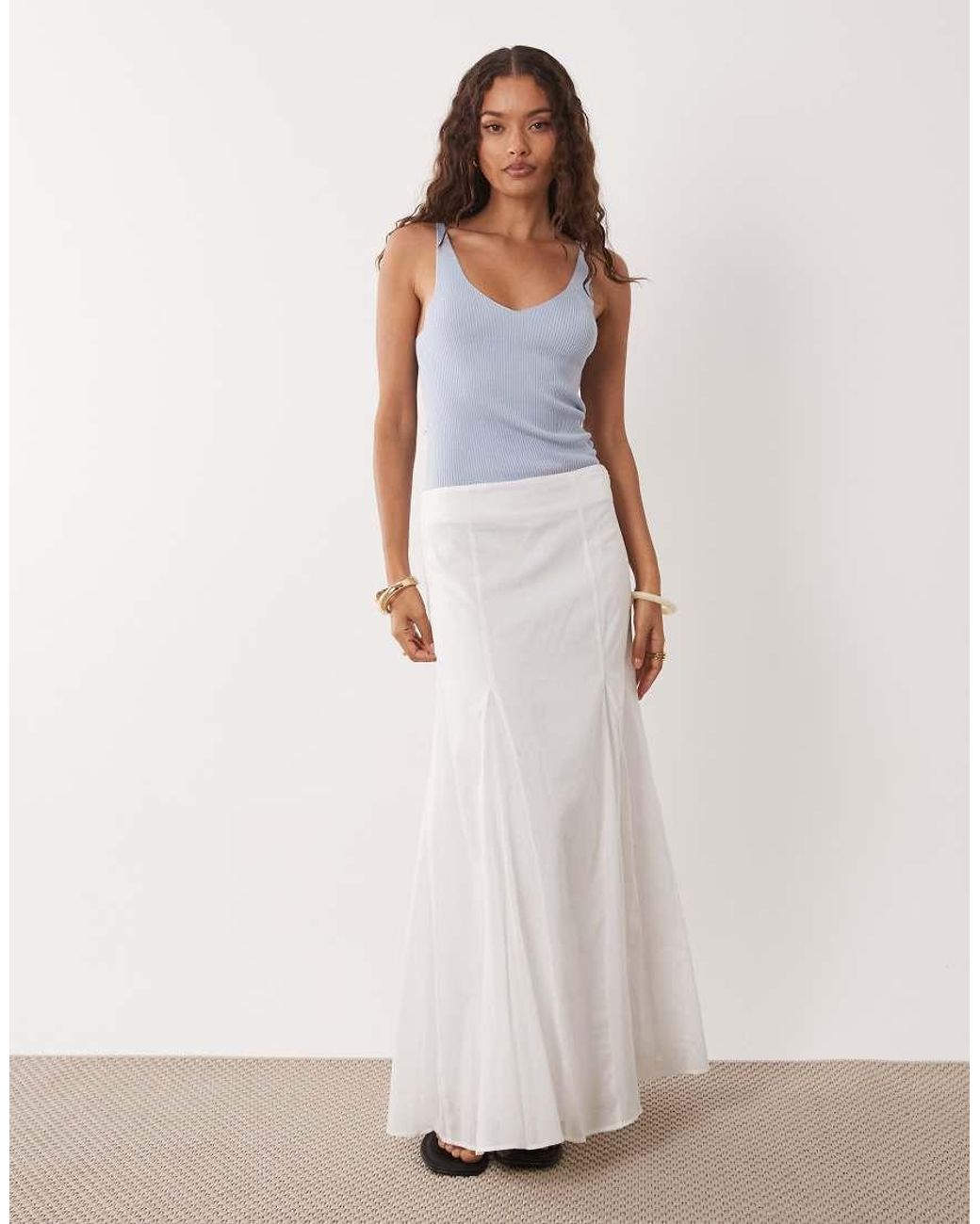 ASOS White Asos Design Petite Cotton Godet Maxi Skirt