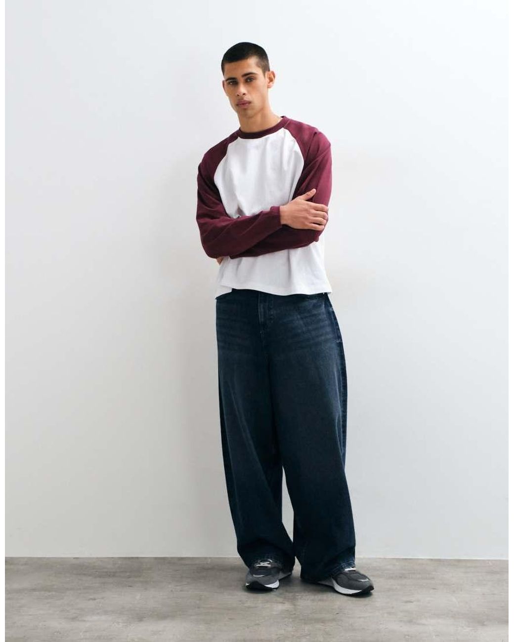 ASOS White Boxy Oversized Long Sleeve Raglan T-shirt for men