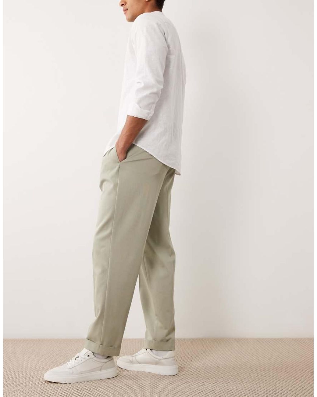 ASOS Green Tailored Carrot Fit Trousers for men